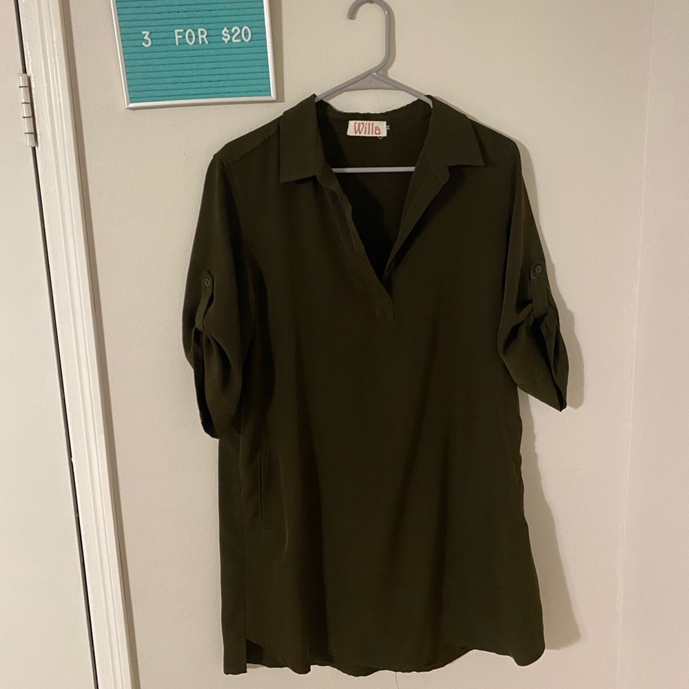 3for$20 hunter green shift dress with pockets